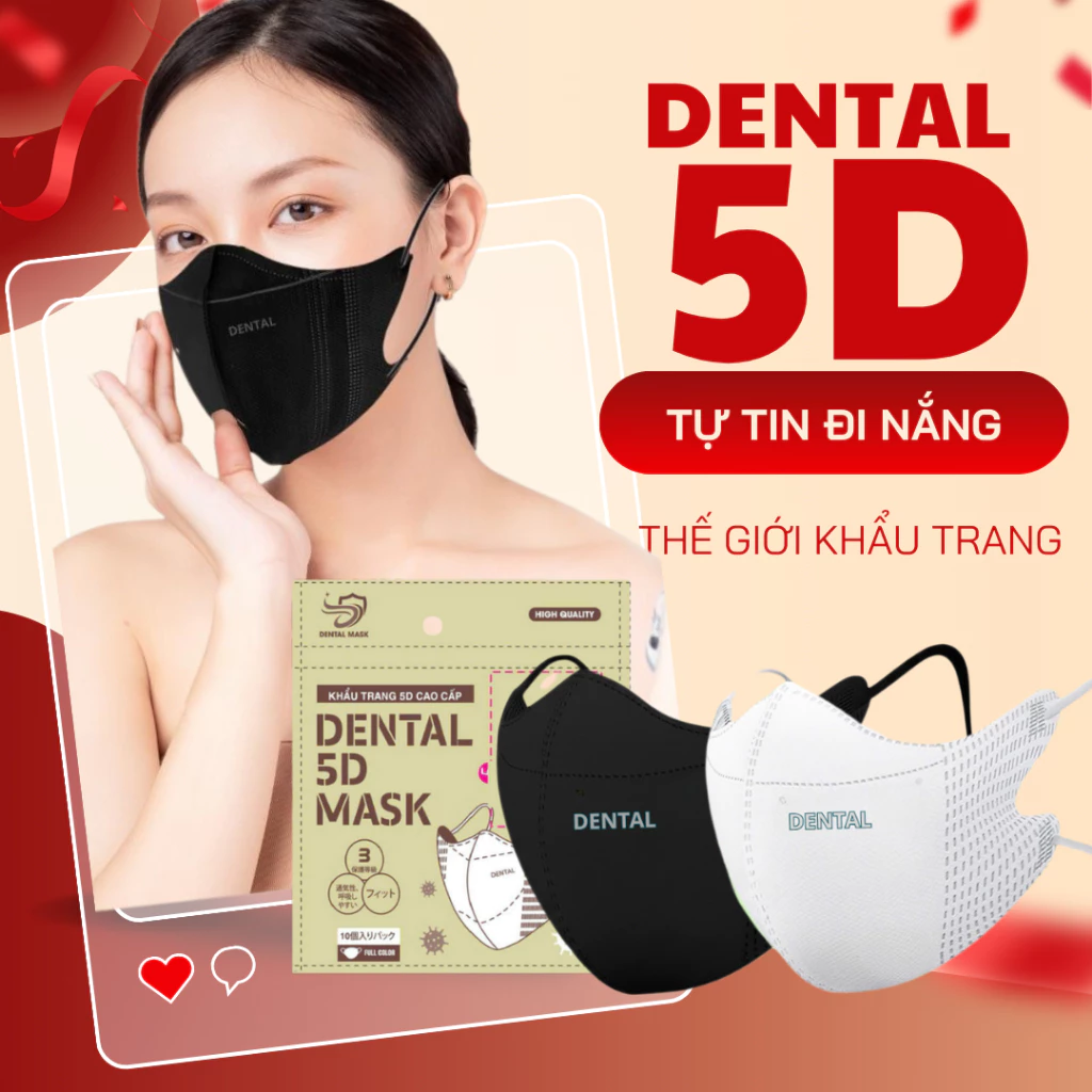 Thùng 300 Cái Khẩu Trang 5D DENTAL MASK Chính hãng 3 Lớp Kháng Khuẩn,Chống Bụi Mịn, Tia UV