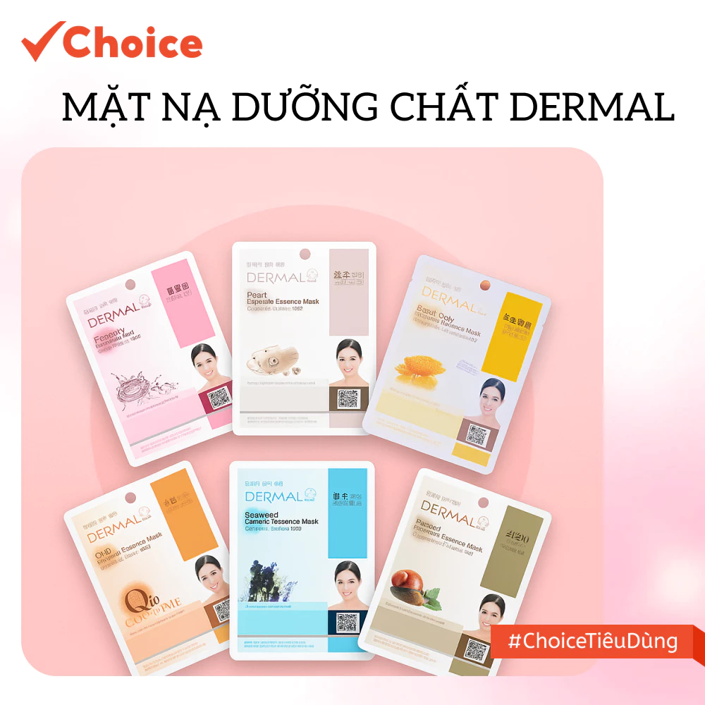 [Choice] Combo 10 Mặt Nạ Dưỡng Chất Dermal DERM-01 Chăm Sóc Da Hàn Quốc, Cấp Nước Và Ẩm Cho Da