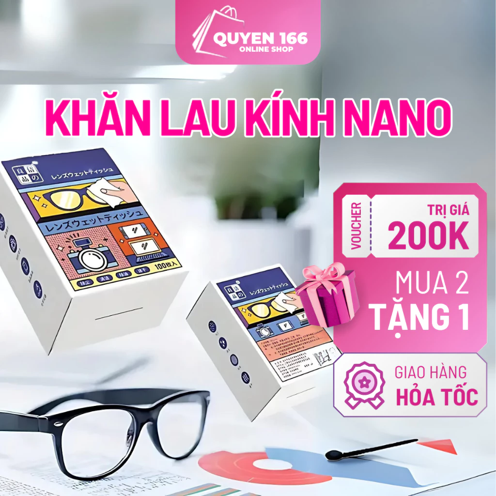 [Loại 1] Hộp 100 khăn giấy lau kính Nano chống bám hơi nước, chống mờ sương, mồ hôi, chống nhờn
