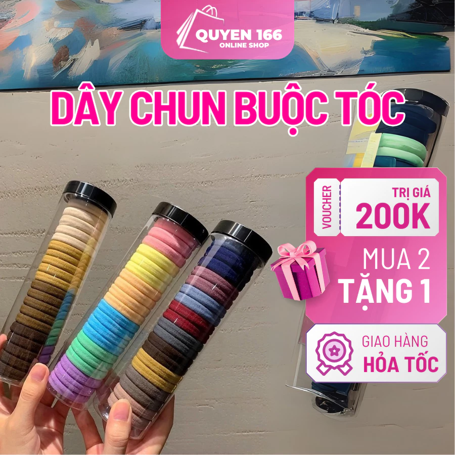 Dây Chun Buộc Tóc, Set Hộp 20 Cái Dây Chun Buộc Tóc Nhiều Màu