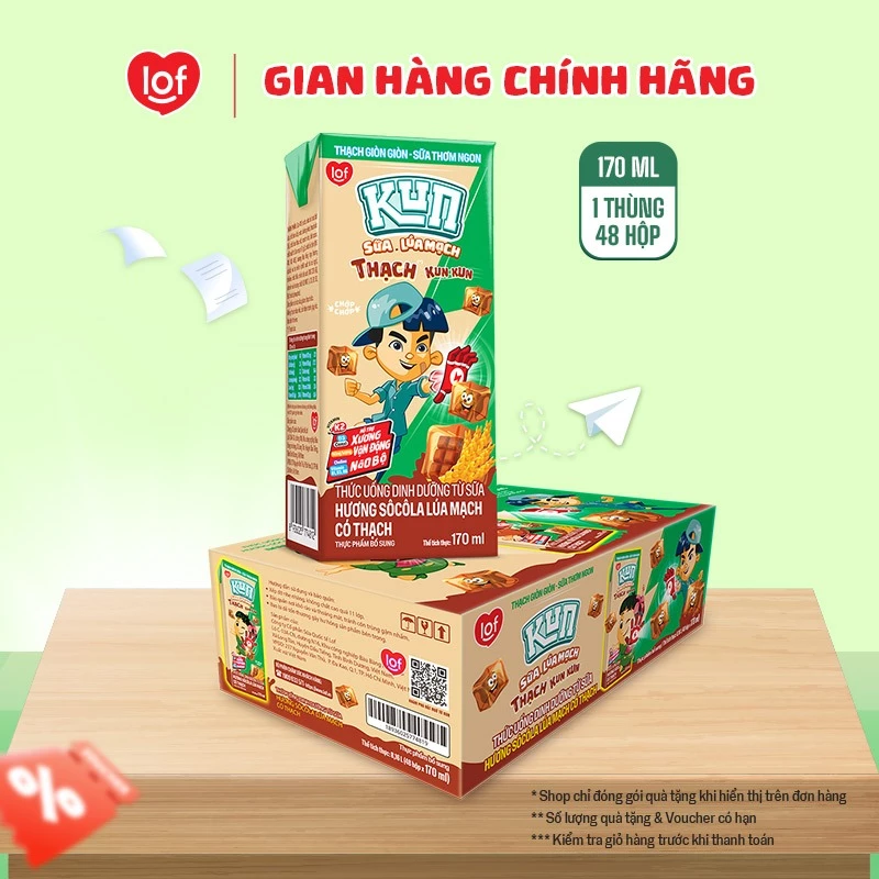 Kun Sôcôla lúa mạch có Thạch thùng 48 hộp x 170ml