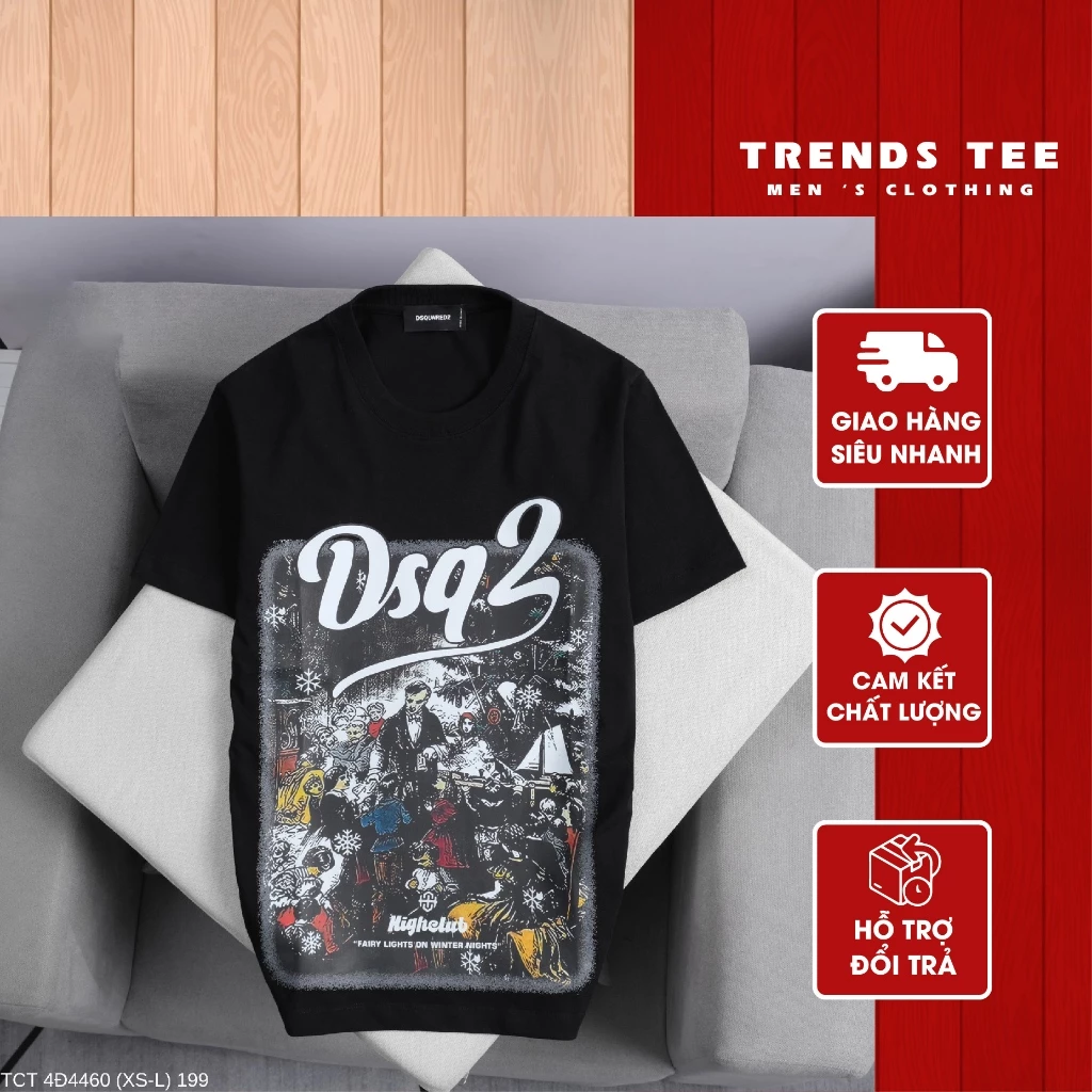 Áo Thun Nam Nữ Cotton 100% Cao Cấp 250Gsm In Hình DSQ HighClub Form Dày Dặn Co Giãn 2 Chiều