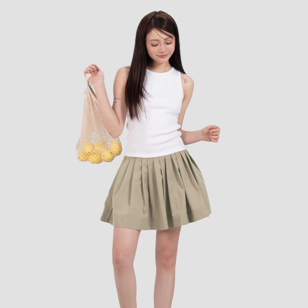 Chân Váy Ngắn Kaki Xếp Ly Dáng Xòe, Váy Xòe Ngắn Có Quần Bảo Hộ - Kiki Skirt - THE J STUDIO
