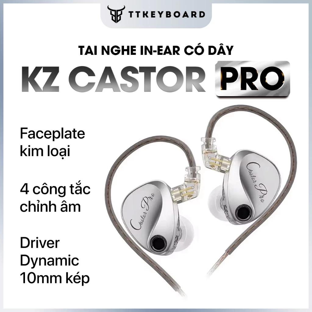 [HỎA TỐC] Tai Nghe Nhét Tai KZ Castor Và Castor Pro HIFI Dual Driver Dynamic Có 16 Chế Độ Chỉnh Âm