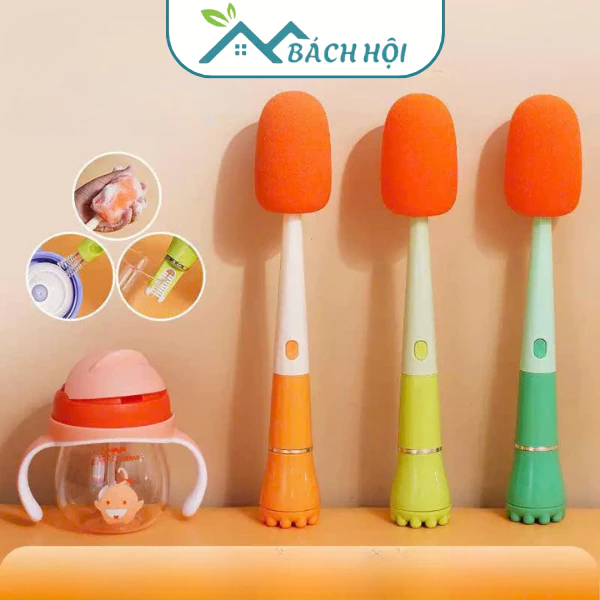 [BH 1 Đổi 1] Bộ Cọ Rửa Bình Sữa, Ly Cốc, Chai Lọ 3 Trong 1 Tiện Lợi, Cọ Kèm Mút Xốp Tạo Bọt Làm Sạch Nhanh