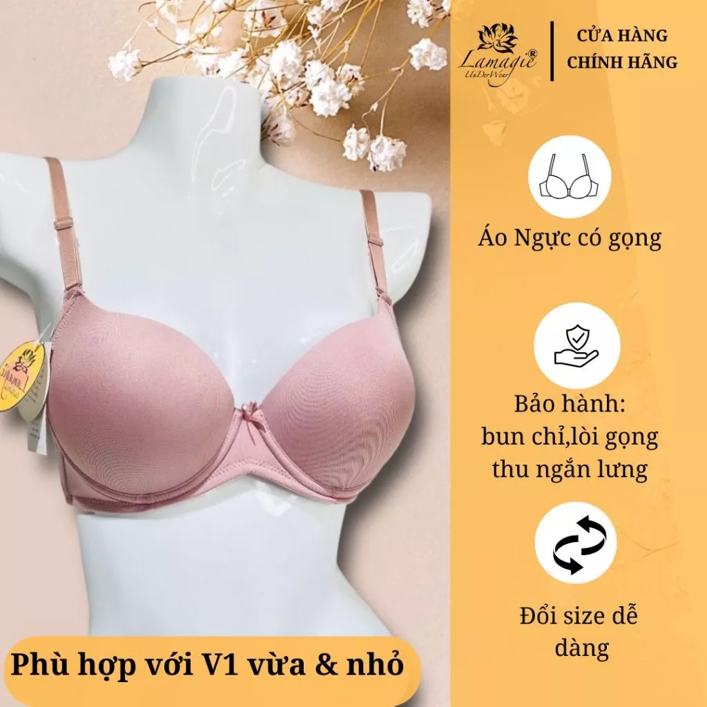 Áo ngực nâng nhiều Lamagie A-07 trơn, mousse dày 4cm che phủ 3/4 phối được nhiều loại trang phục