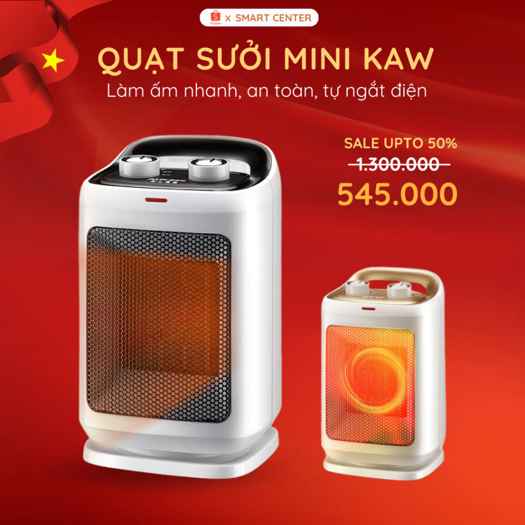 Máy Sưởi Mini KAW, Quạt Sưởi KAW K3000 Công Suất 1500W, Tự Động Ngắt Điện, Làm Nóng Nhanh, An Toàn Sử Dụng