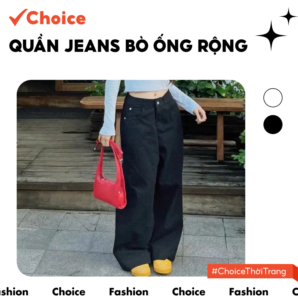 Quần Jeans Bò Ống Rộng Choice FA1-2080-31 Chất Denim Mềm, Mặc Mùa Hè Mát, Không Co Giãn