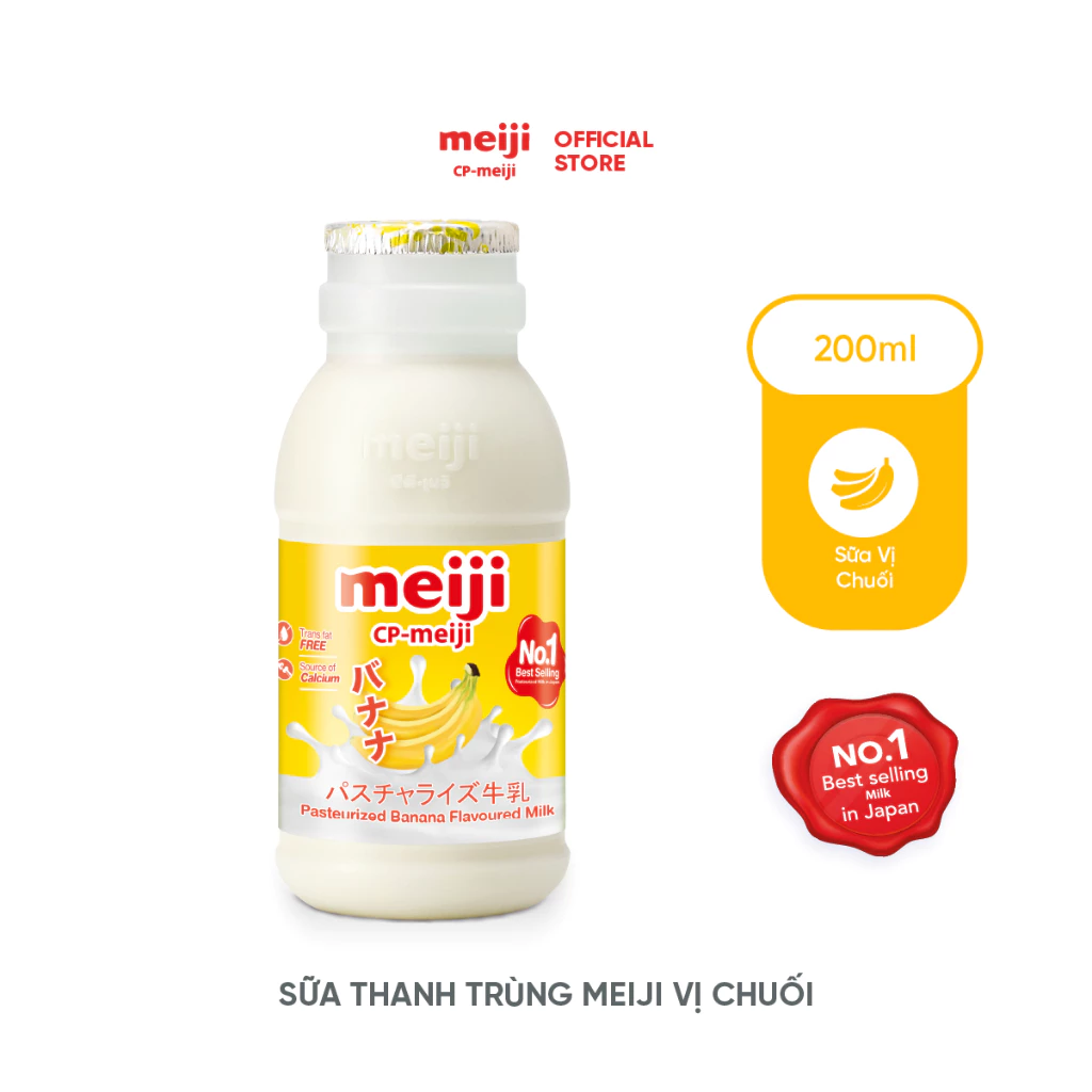 [Quà tặng không bán] Date ngắn l Sữa thanh trùng Meiji vị chuối 200ml