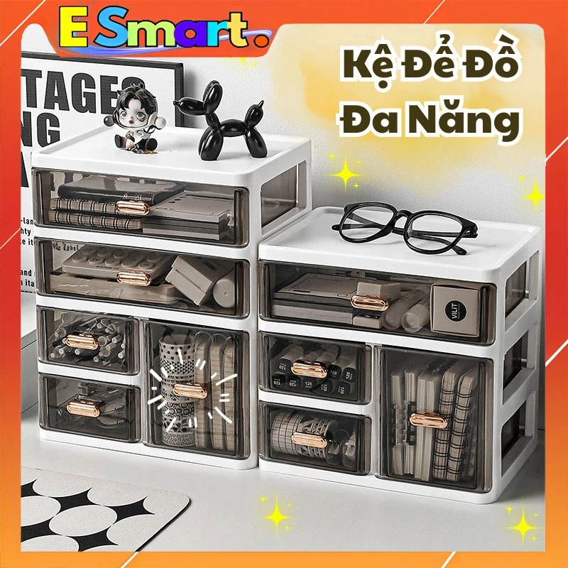 Tủ Đựng Đồ Đa Năng 4, 5 Tầng Để Bàn - Hộp Đựng Đồ Mỹ Phẩm Mini Decor Bàn Học, Bàn Làm Việc Có Ngăn Kéo Tiện Dụng