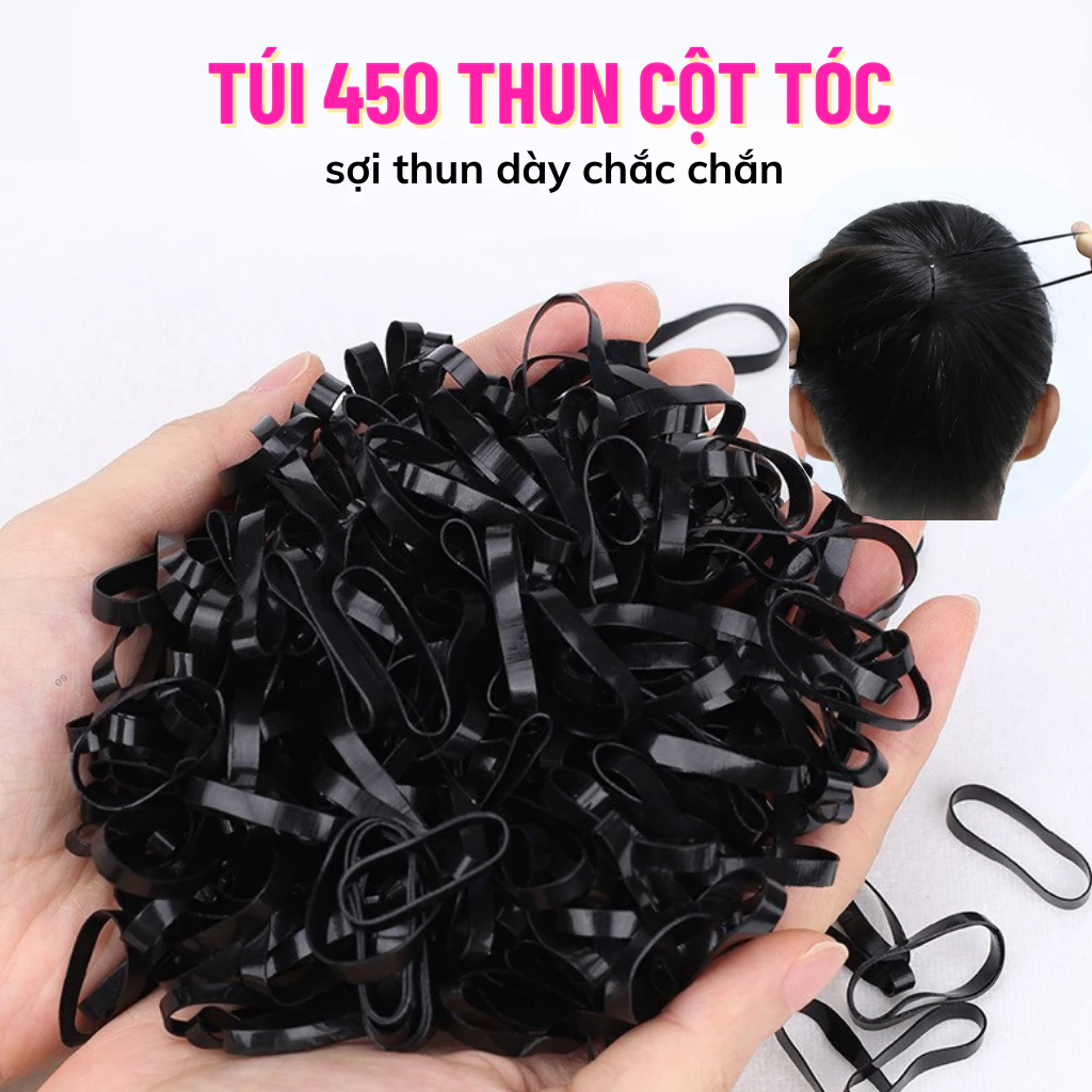 Túi 450 Dây Thun Cột Tóc Đen Loại Dày Và Dai