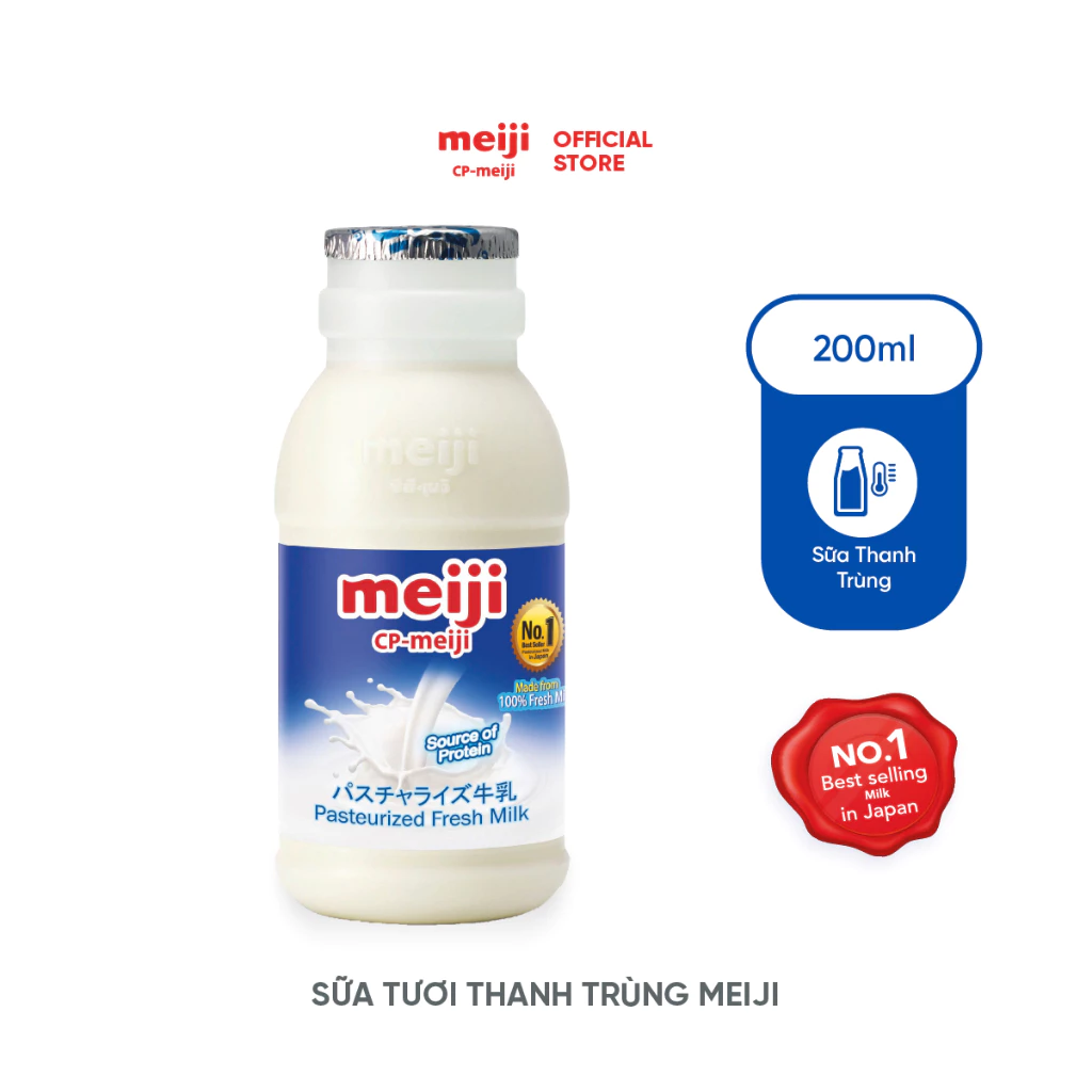 [Quà tặng không bán] Date ngắn l Sữa thanh trùng Meiji nguyên chất 200ml