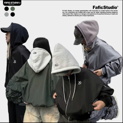 Áo Bomber dù NÓN Zipper Jacket HAT Signature hình thêu 3D tay nhúm form Boxy FAFIC Lót 2 lớp
