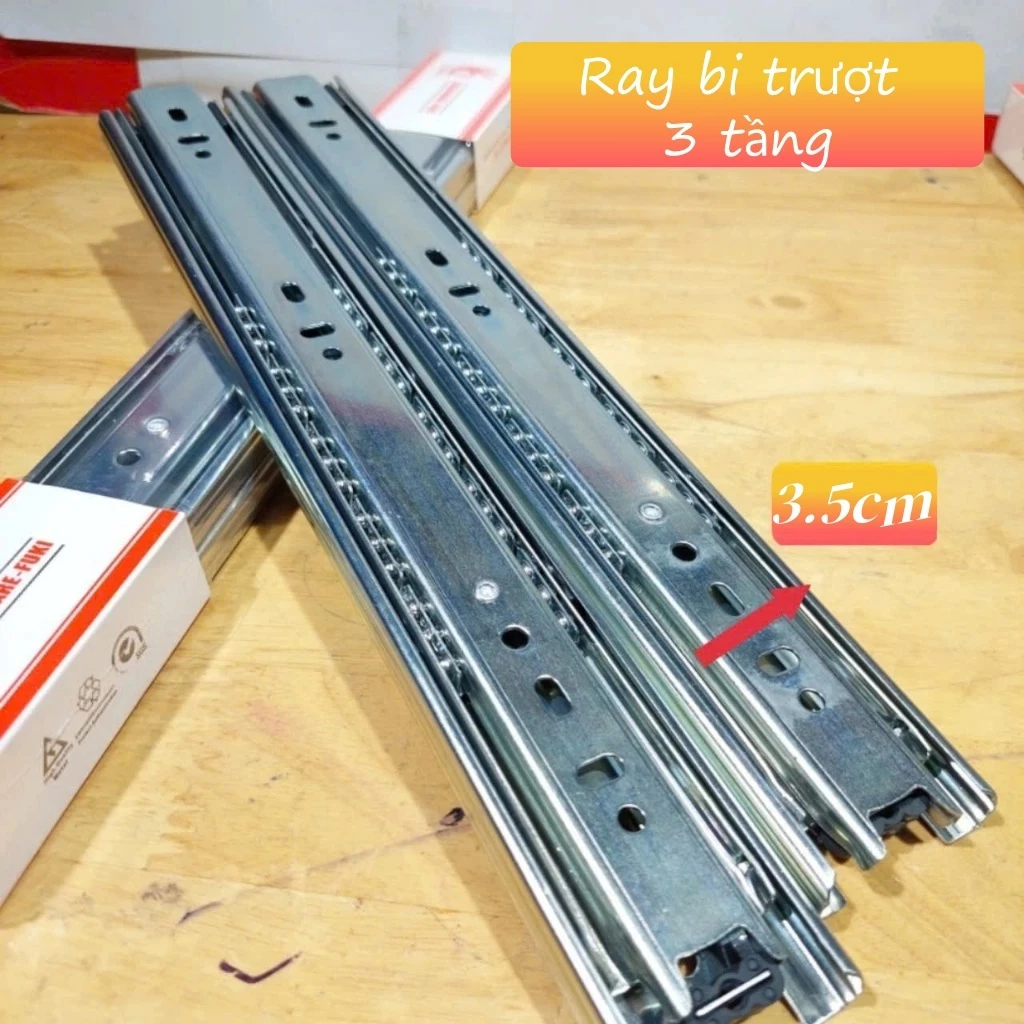 (Giá 1 cặp)Ray bi trượt 3 tầng,Ray Ngăn Kéo Tủ, Thanh Ray Tủ Bếp, Quần Áo , ray bi 3 Tầng 30cm-50cm, ray kéo hộc tủ tốt