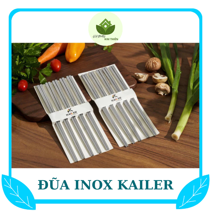 Bộ 10 Đôi Đũa Inox Kailer Chất Liệu Inox Cao Cấp Chống Gỉ Chống Cong Vênh, Dễ Dàng Vệ Sinh - Gia Dụng Kim Thiên
