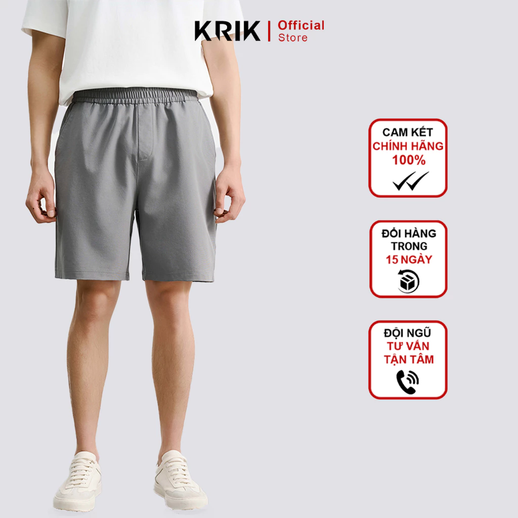 Quần Short Nam KRIK Form Classic Chất Liệu Bền Đẹp Thiết Kế Dây Rút Đai Điều Chỉnh Linh Hoạt QS8124