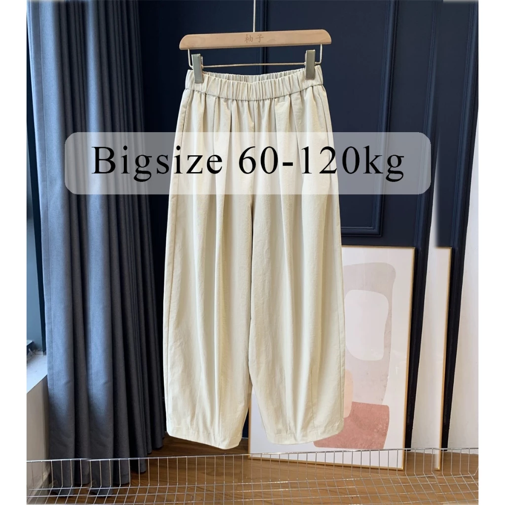 Quần nữ 120kg- quần baggy dáng thụng rộng vải gió co giãn mềm mịn êm tay cạp chun lưng cao GB86