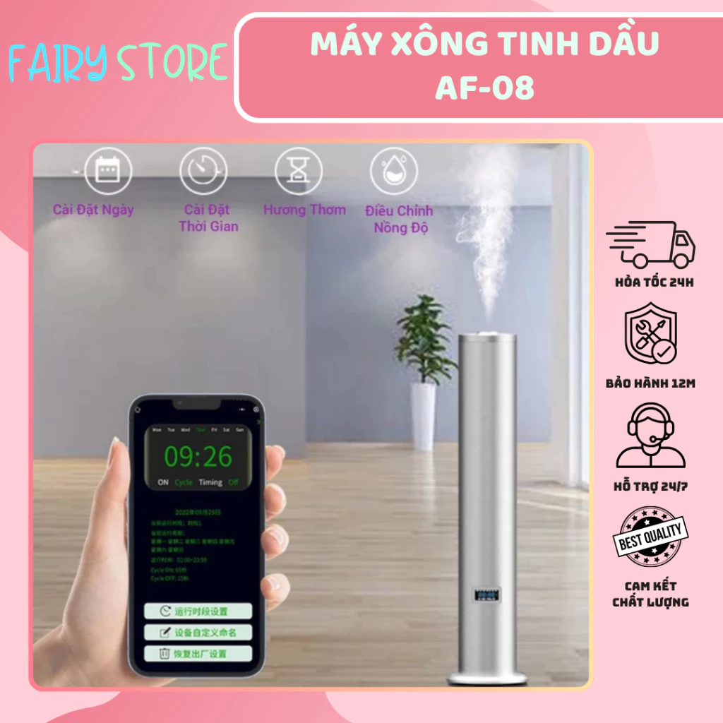 Máy Xông Tinh Dầu AF-08 Xoay 360 Độ Tự Động, Thông Minh Phù Hợp Cho Không Gian Lớn