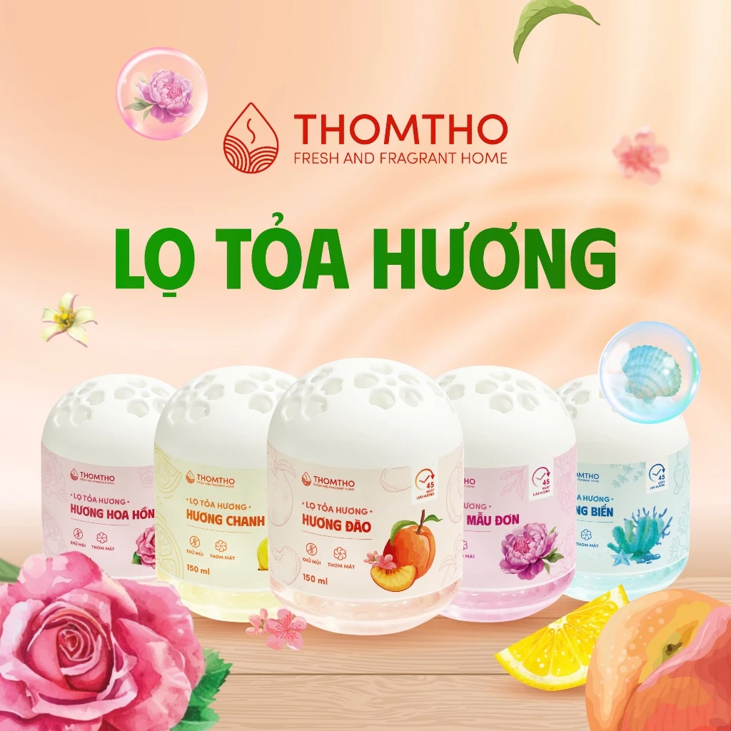 Lọ tỏa hương THOMTHO hương thơm tự nhiên dễ chịu sáp thơm phòng khử mùi thế hệ mới