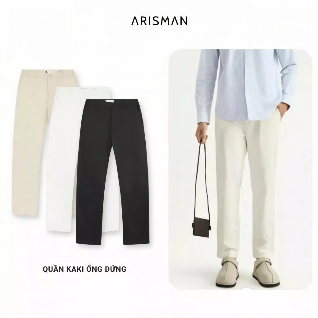 Quần Kaki Ống Đứng Phối Cạp Thun Co Giãn Thoải Mái Chất Vải Cotton 100% Không Xù Lông Mềm Mịn Form Trẻ Trung