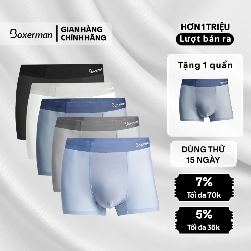 Combo 5 Quần lót nam boxer thun lạnh Profit, quần sịp nam cao cấp thoáng khí BOXERMAN