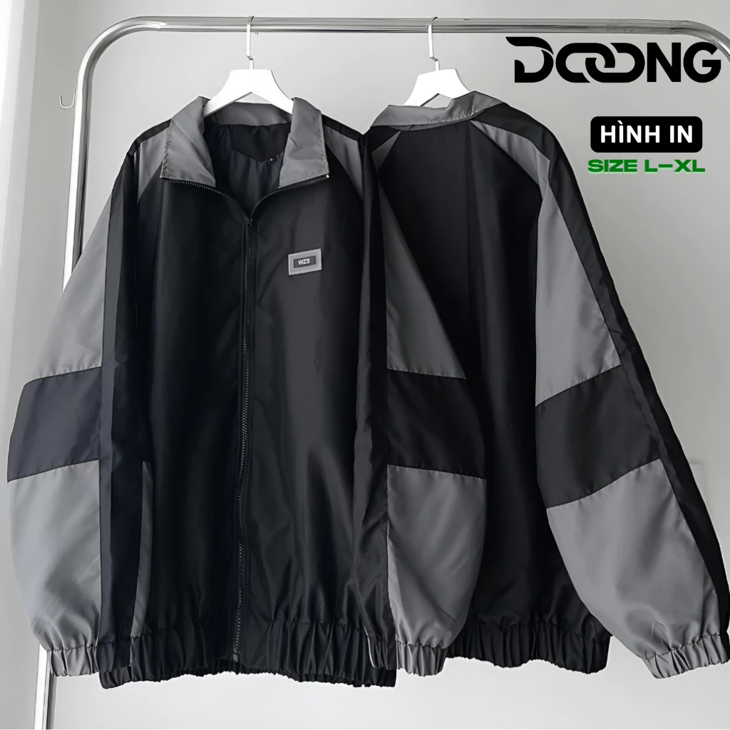 Áo Khoác WZS IN Unisex Nam Nữ Form Rộng Chất Dù 2 Lớp KD15, Áo Khoác Bomber Cổ Đứng Phối Tay Ulzzang Thời Trang DOONG