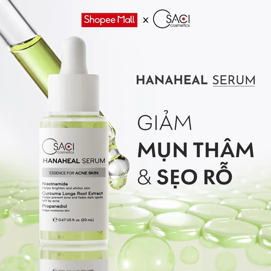 Serum Giảm Mụn Thâm, Mờ Sẹo Rỗ - Osaci Hana Heal Serum 20ml Dưỡng Sáng, Làm Dịu Cho Mọi Loại Da
