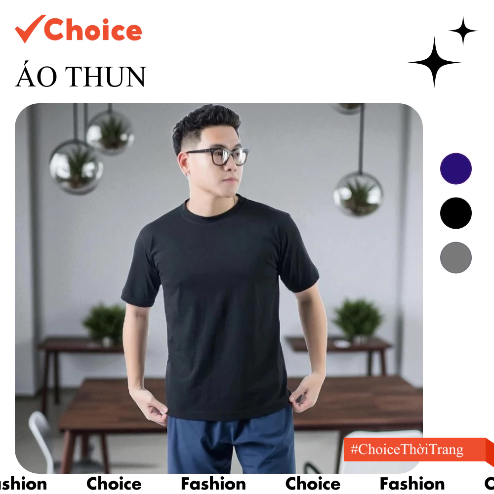 [Choice] Áo Thun Nam AT02 Trơn Cộc, Cổ Tròn Ngắn Tay, Thoáng Khí, Thấm Hút, Nhanh Khô
