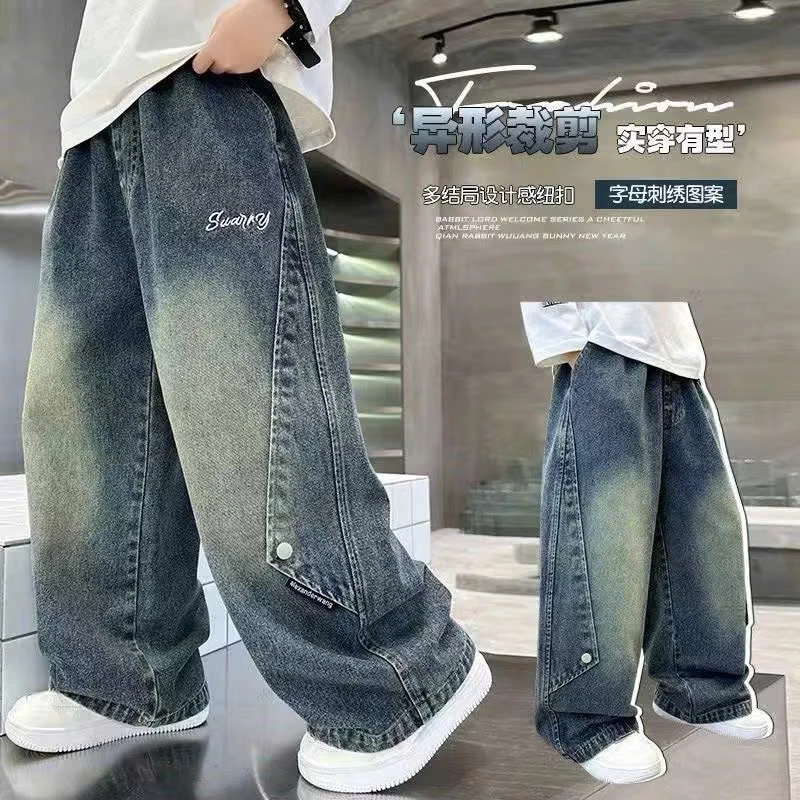 Quần Bò Bé Trai Dài Bagyy Túi Hộp Ngầu cho bé trai phong cách baggy - Quần Bò bé trai - Quần dài Mềm --