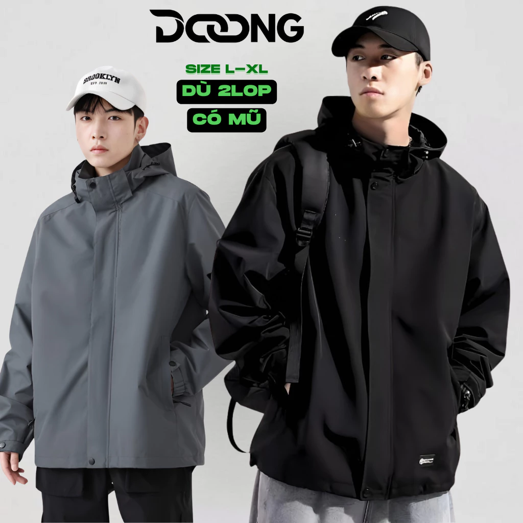 Áo Khoác Dù TRƠN CÓ NÓN Form Rộng Unisex Nam Nữ KD23, Áo Khoác Bomber Chất Dù 2 Lớp Chống Nắng Cao Cấp Ulzzang DOONG