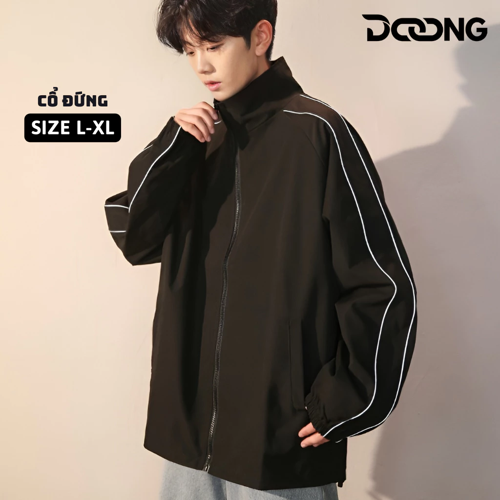 Áo Khoác Dù CHẠY SỌC TAY Unisex Nam Nữ Chất Dù 2 Lớp Mát KD05, Áo Khoác Bomber DOONG Cổ Đứng Form Rộng Trơn Ulzzang