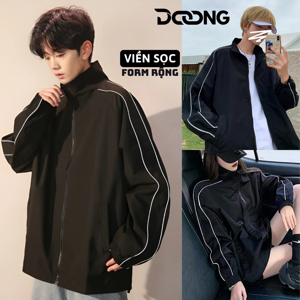 Áo Khoác Dù CHẠY SỌC TAY Unisex Nam Nữ Chất Dù 2 Lớp Mát KD05, Áo Khoác Bomber Cổ Đứng Form Rộng Ulzzang Nhiều Mẫu