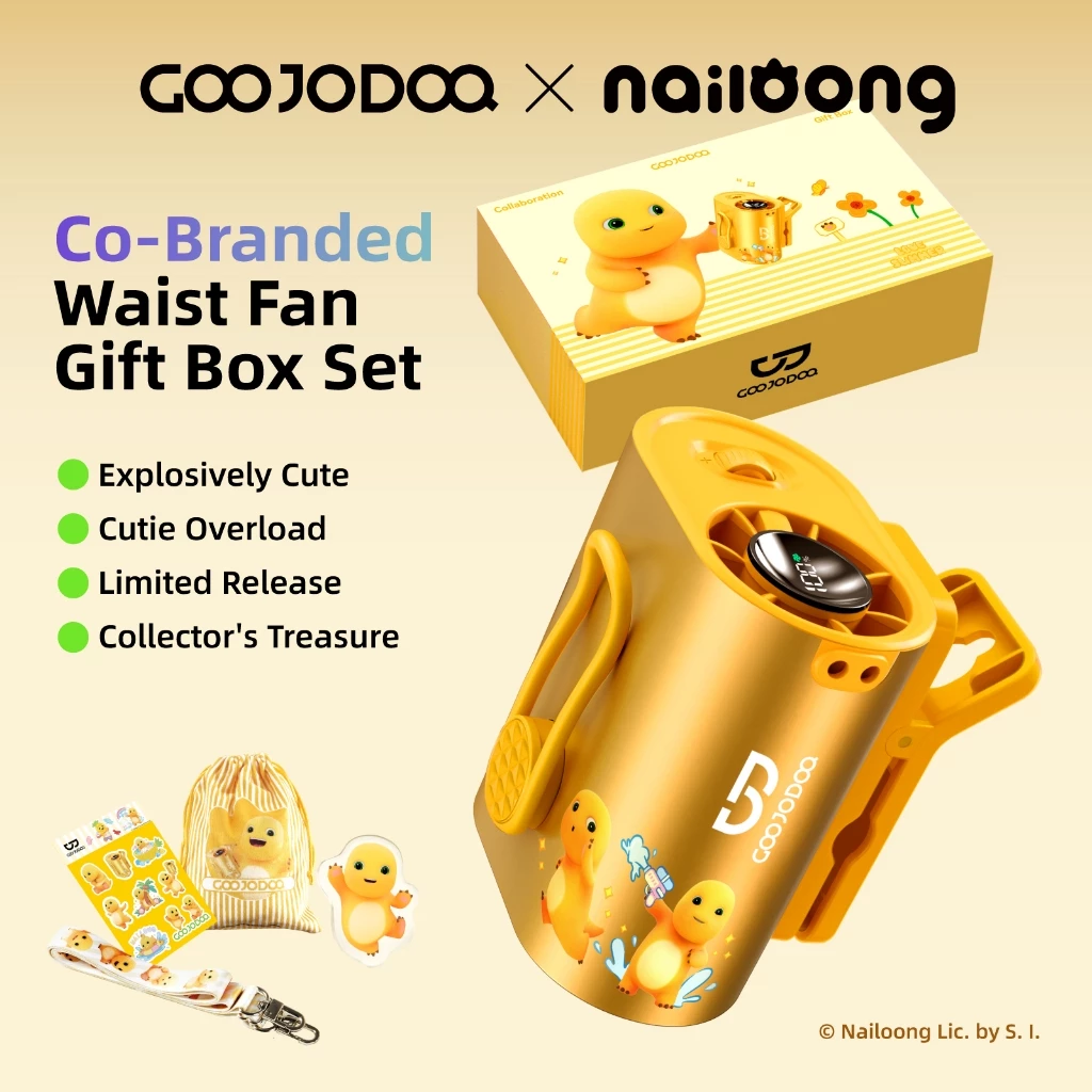 【Goojodoq × Nailoong】Quạt Turbo kẹp eo, Tốc độ điều chỉnh 11 m/s, 100 mức, 3600 mAh, Điều chỉnh 360°Tuổi thọ pin dài