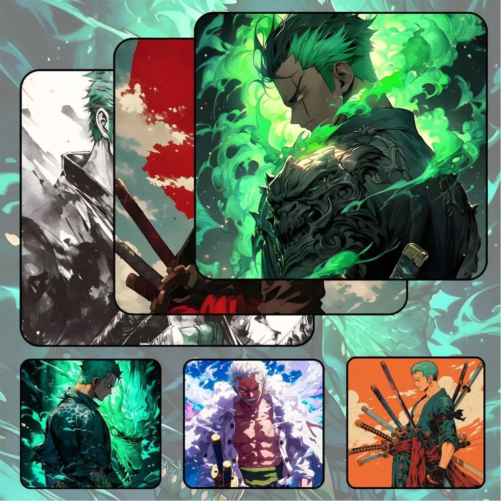 Bàn Di Chuột, Tấm Lót Chuột RORONOA ZORO ONE PIECE Gaming Size 45x40cm / 35x30cm / 26x21cm Chống Trượt, Bền Đẹp