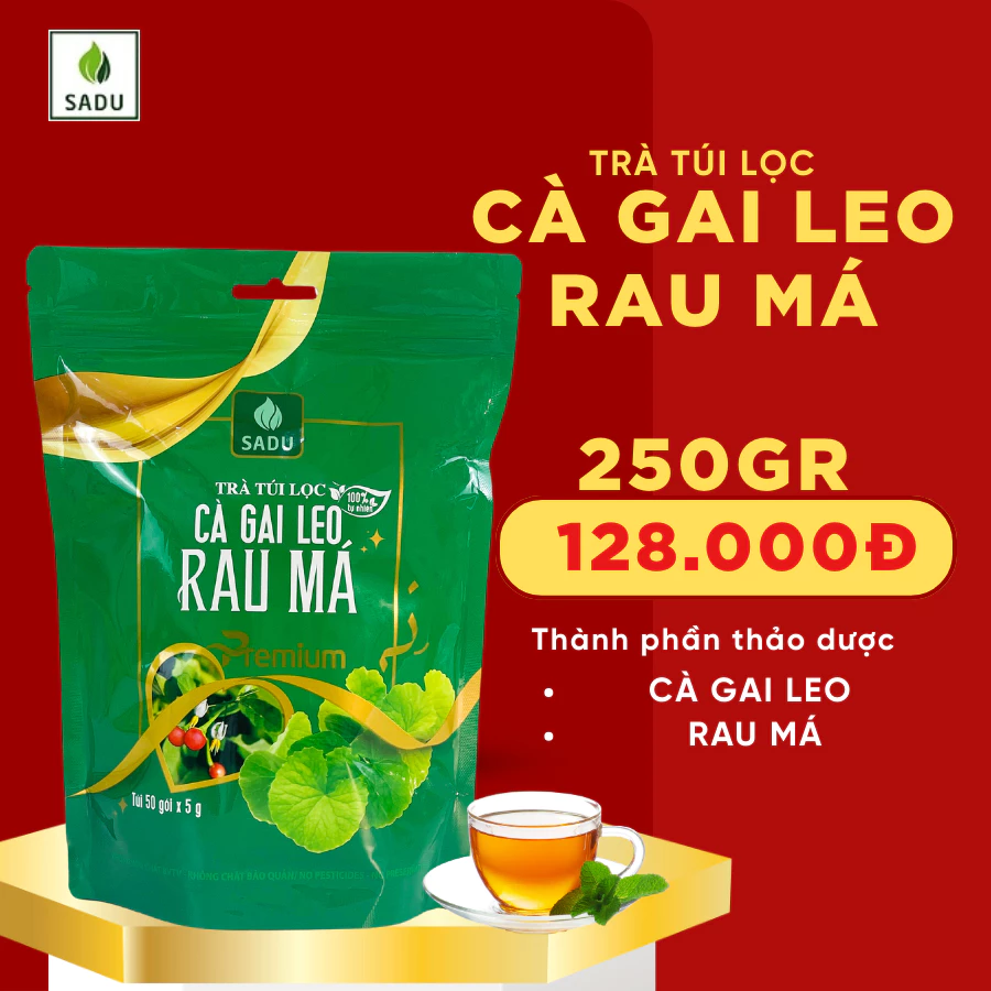 Trà cà gai leo rau má túi lọc Sadu thanh nhiệt cơ thể thải độc mát gan, gói 250gram
