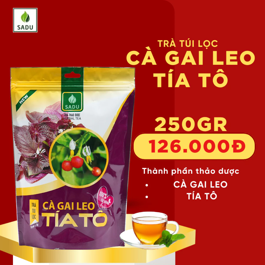 Trà túi lọc cà gai leo tía tô - Sadu thanh nhiệt mát gan, thanh lọc cơ thể,thư giãn tinh thần,sáng da