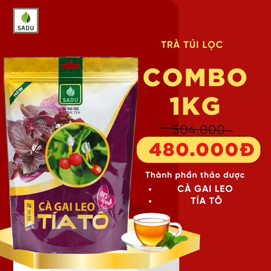 1 kg Trà cà gai leo tía tô Sadu Hỗ Trợ Mát Gan, Tốt Cho Người Bị Gout