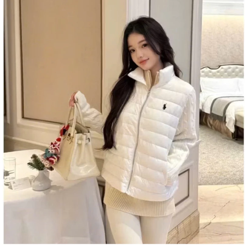 Áo Phao Tay Len Thêu Logo Ngựa Hàng QC Loại 1 Cao Cấp - Áo Phao Nữ Phối Tay Len Thêu Logo Họa Tiết Ngựa Bản QC Loại 1