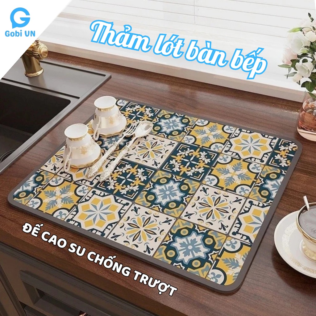 Thảm Hút Nước 4 Mùa, Thảm Lót Ly Hoạ Tiết Nổi Bật Đế Cao Su Chống Trượt