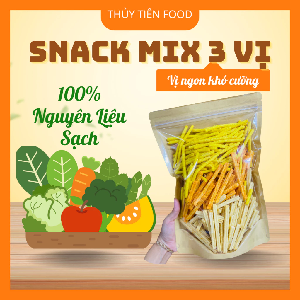 THUYTIENFOOD Combo Snack Khoai Tây Mix 3 Vị Túi 500gr – Ăn Vặt Giòn Rụm – Nhiều Vị Ngon Hấp Dẫn
