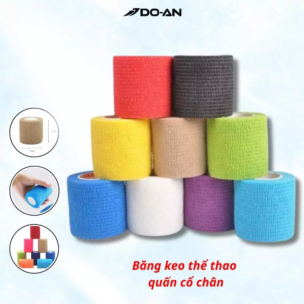 Combo 10 - 20 - 30 cuốn băng keo thể thao quấn cổ chân, cổ tay, ngón tay, giày đá bóng, băng cuốn cổ chân-PK-BK-CB