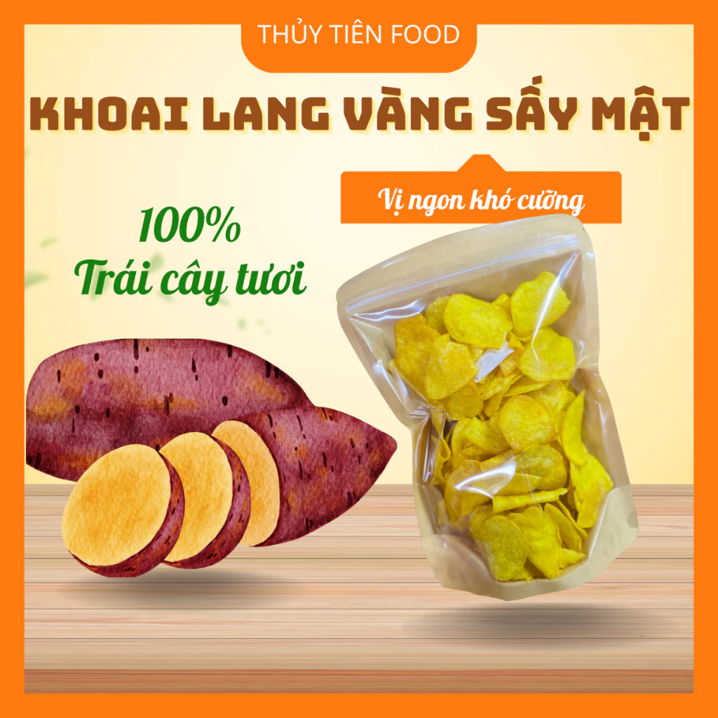 THUYTIENFOOD Khoai Lang Vàng Sấy Mật – Túi 200gr – Snack Ăn Vặt Ngọt Tự Nhiên – Healthy Tốt Cho Sức Khỏe