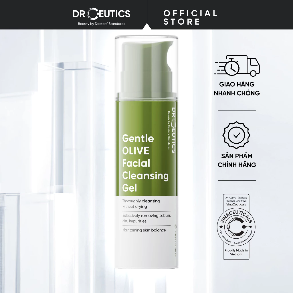 Gel Rửa Mặt Tạo Bọt Gentle OLIVE Facial Cleansing Gel – Dịu Nhẹ, Dành Cho Mọi Loại Da (250g)