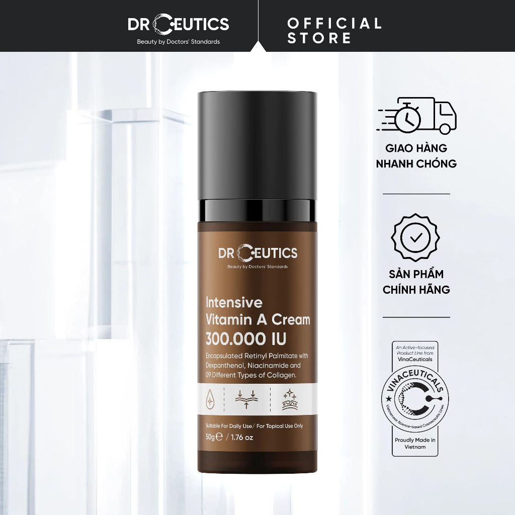 DRCEUTICS Kem Dưỡng Trẻ Hóa và Căng Mịn Da Chứa Intensive Vitamin A Cream 300.000 IU (35g)