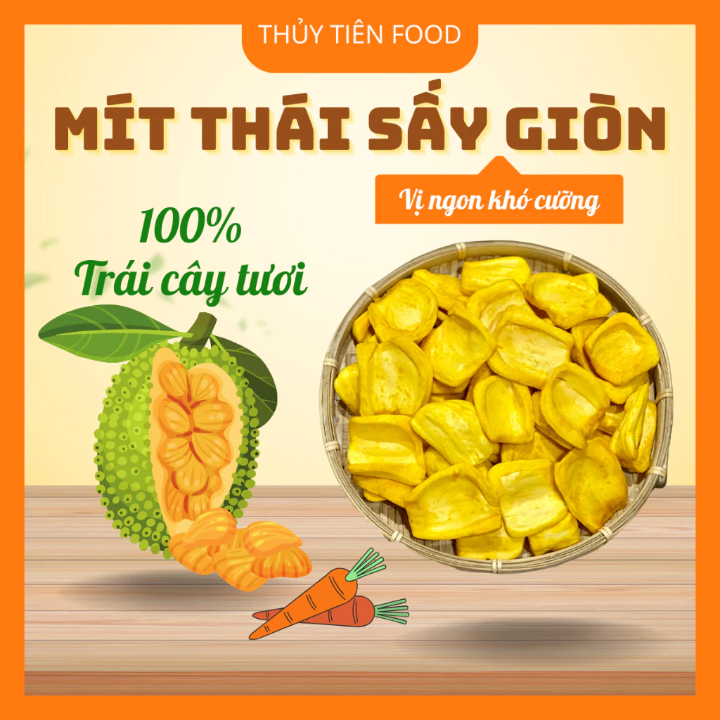 THUYTIENFOOD Mít Thái Sấy Giòn – Snack Trái Cây Ăn Vặt – Túi 250gr/500gr – Giòn Tan Thơm Ngọt Tự Nhiên