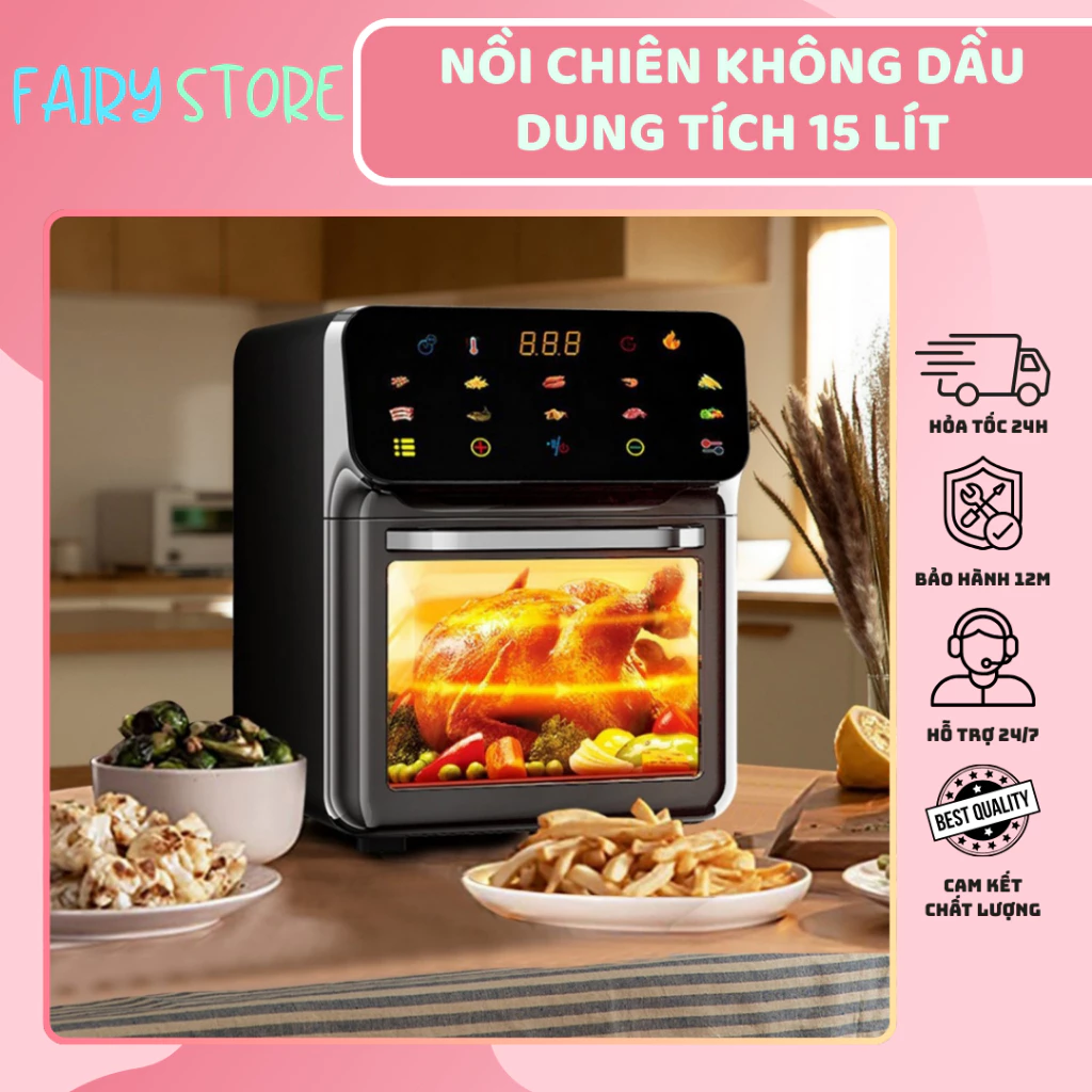 Nồi Chiên Không Dầu KAISA VILLA JFD-1015 Đa Năng Mặt Cảm Ứng Cao Cấp-Chiên, Rán, Nướng, Quay, Sấy