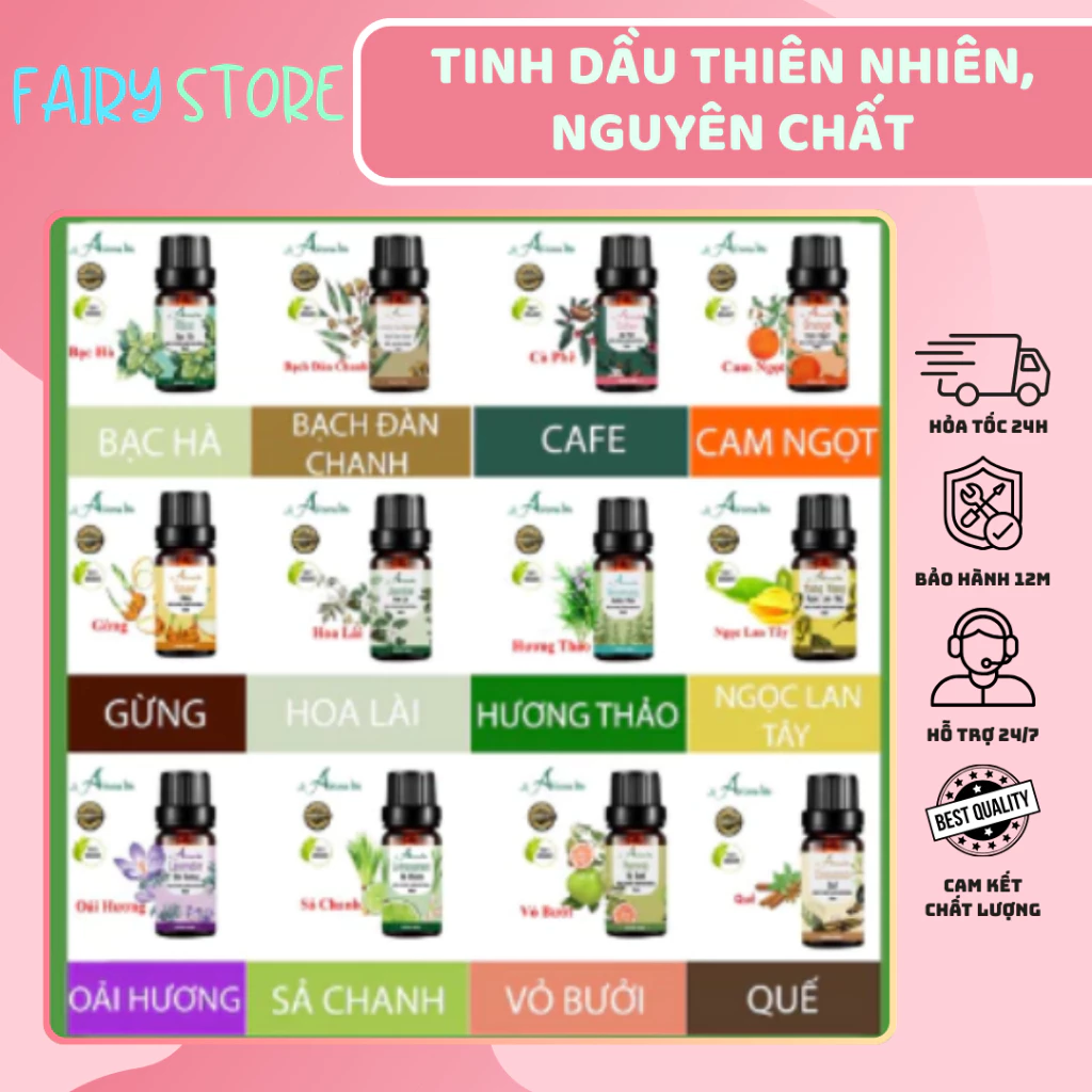 (Tự Chọn Mùi Hương) Tinh dầu thiên nhiên, nguyên chất - Dung tích 10ml-50ml-100ml - Giúp Thư Giãn
