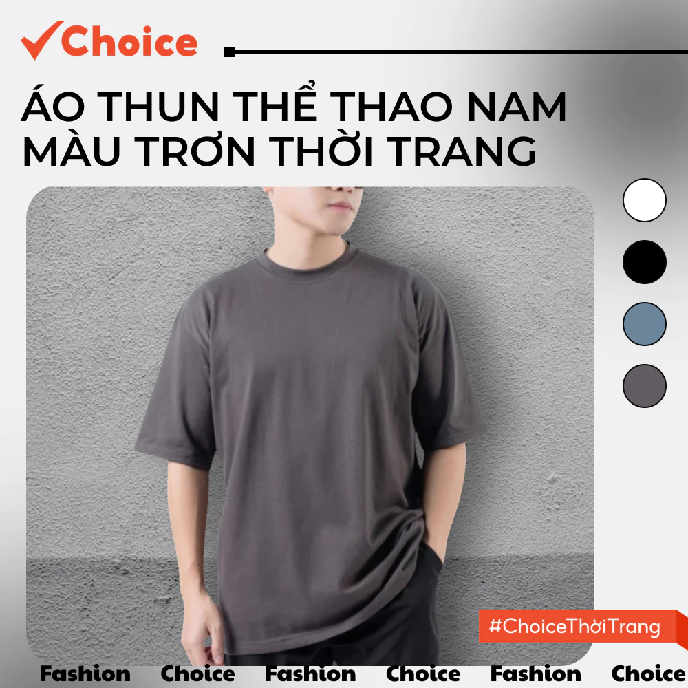 [Choice] Áo thun thể thao nam HT02 ngắn tay màu trơn thời trang