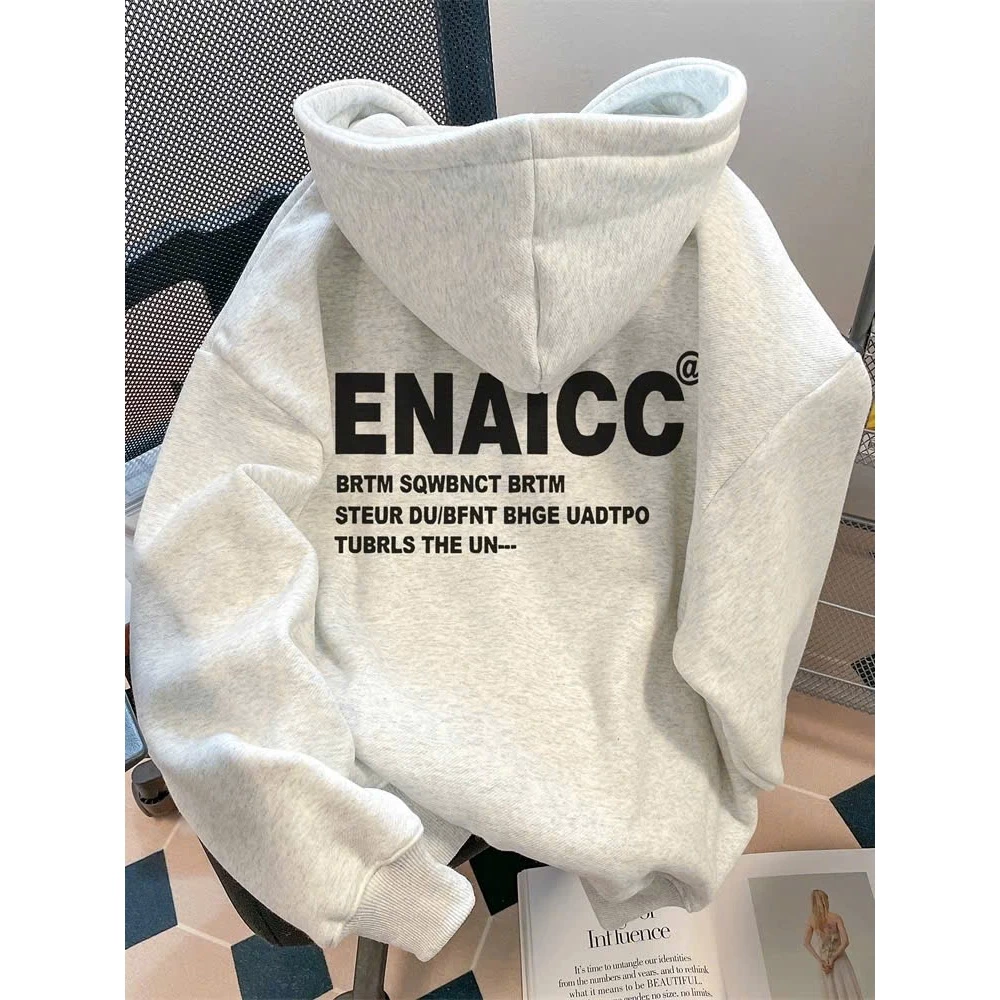 Áo Khoác Nỉ Hoodie Zip Khóa Kéo/ Sweater ENAICC Nón To 2 Lớp Có Túi Trong Form Rộng Nam Nữ Unisex