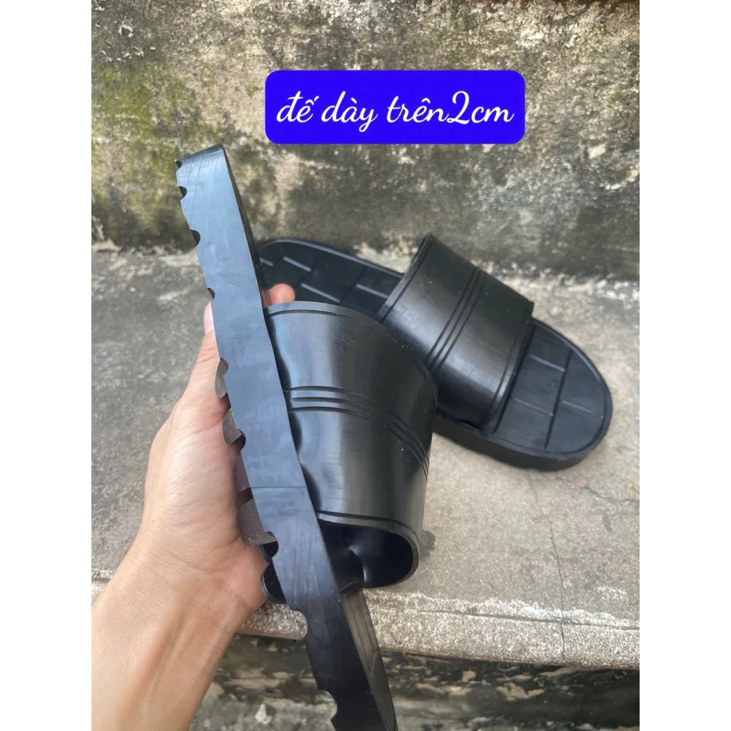 (ĐẾ DÀY TRÊN 2CM)Dép nam cao su 1 bản-oquai ngang dép lốp nam nữ cao su trống lún xẹp ko phai mầu ra chân
